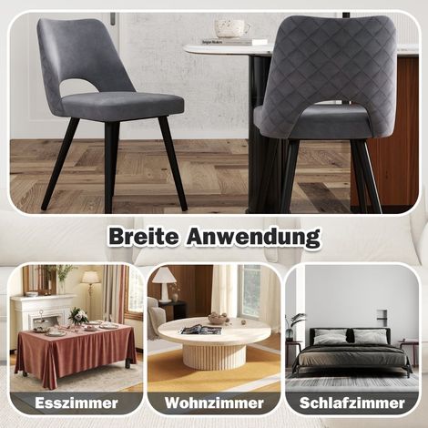 Set mit 2 grauen Esszimmerstühlen, gepolstert, Tragkraft 150 kg