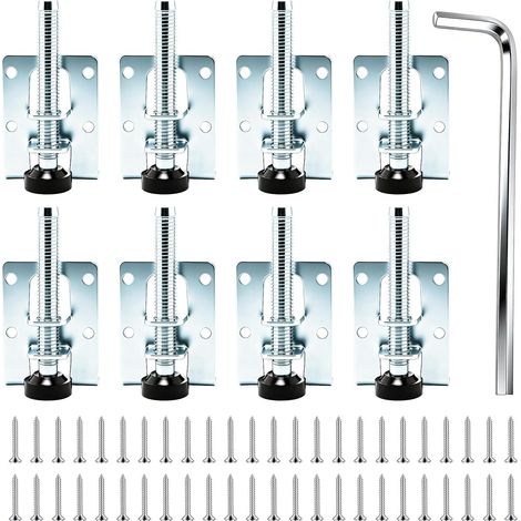 8 Pcs Pied de Meuble Reglable, Pieds de Meubles Réglables 55/102 mm, Pied de Nivellement, Pieds de Meuble Reglable pour Armoires, Tables, établis et étagères, Vis et clé incluses (1/5)
