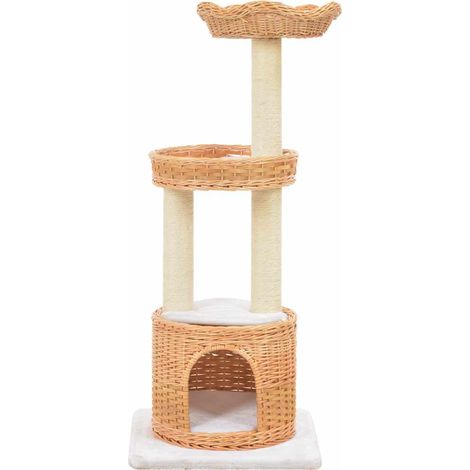 Maison Exclusive - Albero per Gatti con Tiragraffi in Legno di Salice Naturale (1/5)