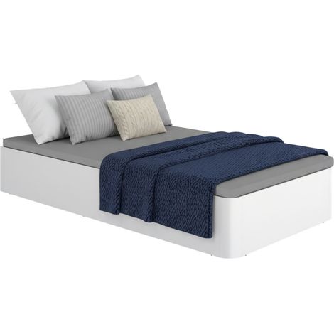 Letto Singolo Arcata, Contenitore, Dimensione Materasso 90x190 cm, Stuttura con Angoli Arrotondati, Bianco