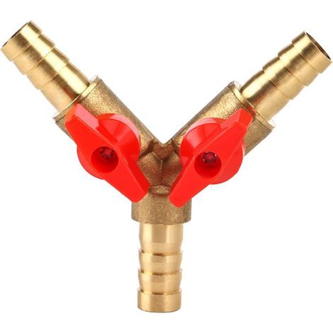 Y Connecteur de Tuyau 3 Voies séparateur Robinet à boisseau sphérique 3 voies en laiton10 mm Valve à Bille pour Eau, Huile et gaz pour arrosage de Jardin (1/5)