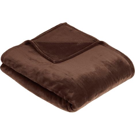Couverture jetée de canapé Plaid en Peluche Toucher Velours pour la Chambre, Brun Chocolat, 150210CM (1/5)