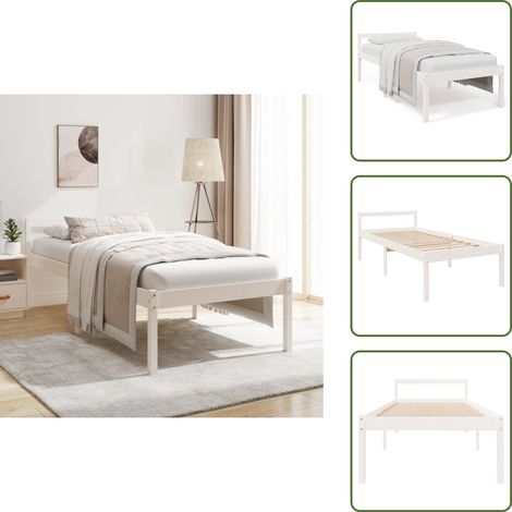 Cama individual - vidaXL Cama senior individual sin colchón blanco 90x190 cm - Cama de 90x190 cm