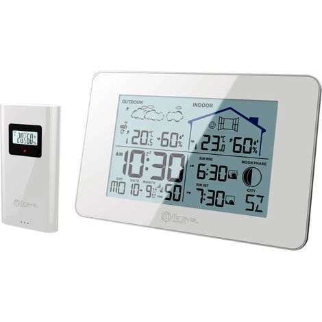 Station météo sans fil LCD avec capteur extérieur, réveil, calendrier, prévisions, hygrométrie - 4-MV5792-2 (1/4)
