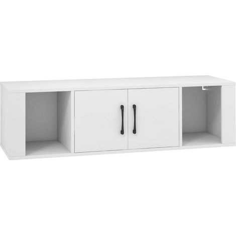 Armario de almacenamiento flotante para oficina de pared 108 x 33 x 30,5 cm diseño contemporáneo y compacto en MDF blanco 200018319