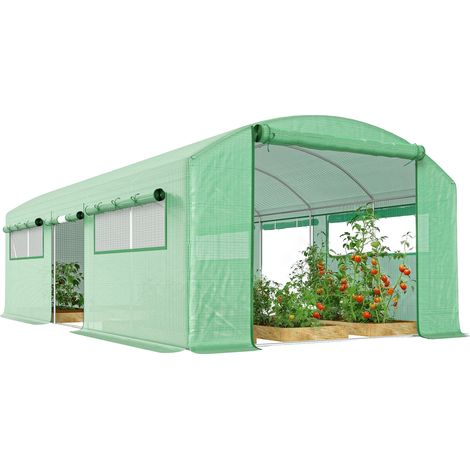 Serre Tunnel, Structure Durable, Excellente Ventilation, vert (1/2)