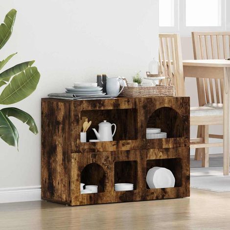 Buffet 5 étagères en bois d’ingénierie chêne fumé 80,5 x 35 x 59 cm - PANGIVO (1/5)