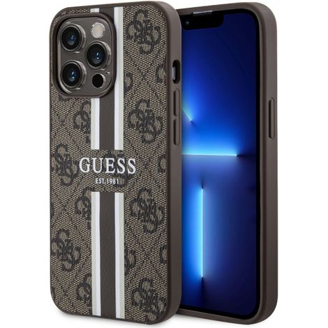 Funda rígida Guess GUHMP13XP4RPSW para iPhone 13 Pro Max de 6,7 pulgadas, color marrón/marrón, 4G, con estampado de rayas y compatible con MagSafe. (1/5)