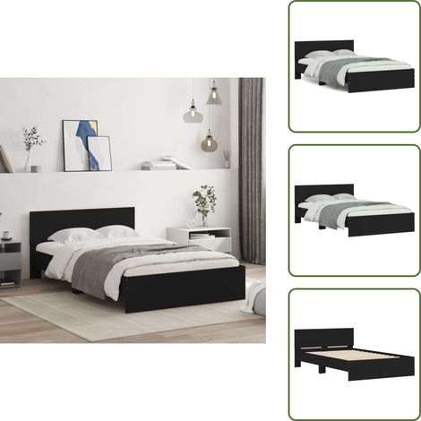 The Living Store Cadre de lit sans matelas noir 120x190 cm - Cadre De Lit - Lit Double - Lit Noir - Meuble Chambre - Literie