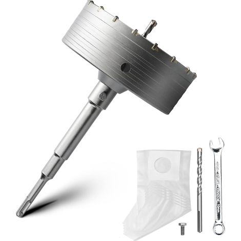 Kit couronne de forage de 160 mm avec adaptateur SDS plus de 220 mm et foret de centrage de 8 x 110 mm, couronne de forage pour maçonnerie et béton (1/5)