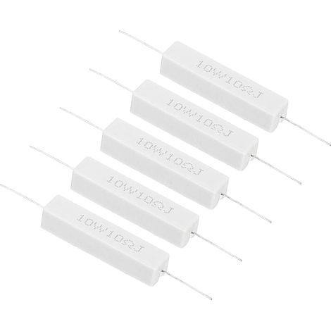 5 resistencias de 10 ohmios, kit de resistencias de cemento cerámico de 10 W, tolerancia del 5 % para adaptadores de corriente, audio, ordenador y placas de circuito de TV. (1/4)