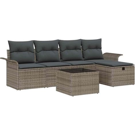 Maison Exclusive - Set Divano da Giardino con cuscino 6 pcs Grigio polyrattan