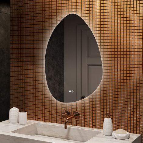 Espejo de baño LED Artforma, 64x94, Interruptor táctil, Antivaho , LED Dual, Espejo Irregular (1/5)