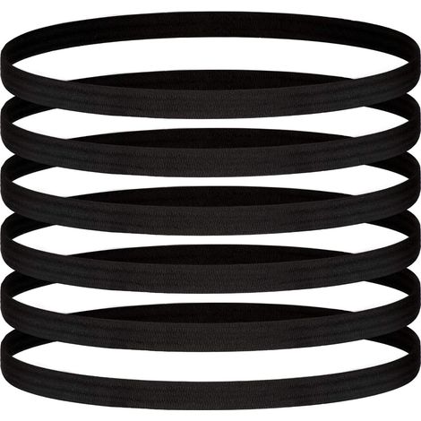 Headband Sport - Élastique Fin Absorbant Transpiration - Pour Yoga Course Football Entraînement - Noir - Lot de 6 (1/5)
