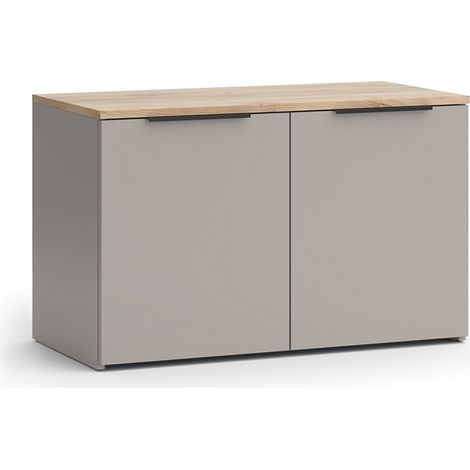 Kommode Wido, Greige, 80 x 50 cm mit 2 Türen, Vicco