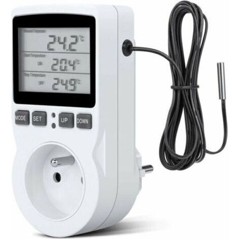 Enchufe de termostato, enchufe de temporizador digital, enchufe digital programable con sonda, temporizador digital programable, enchufe de termostato para invernadero, acuario,