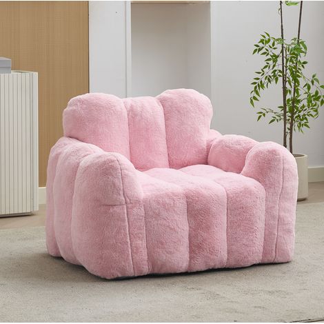 Poltrona bean bag per adulti 105 x 90 x 75 cm, velluto rosa, senza montaggio, OKWISH (1/5)