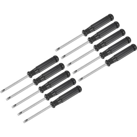Mini Fendue Tournevis, 3.0mm Plat Tête avec Noir Poignée pour Petit Appareils électroménagers, 10 Pcs (1/4)