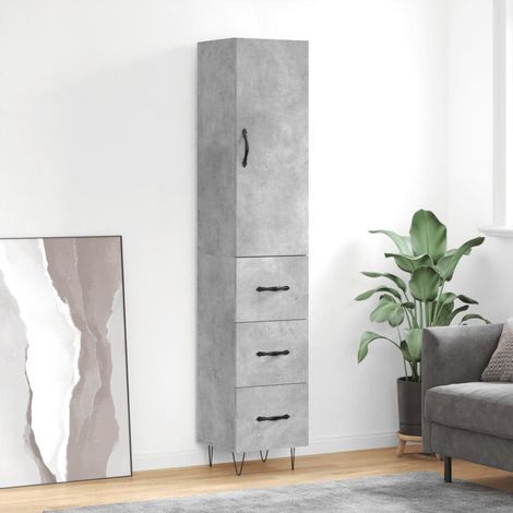 Highboard Betongrau 34,5x34x180 cm Holzwerkstoff