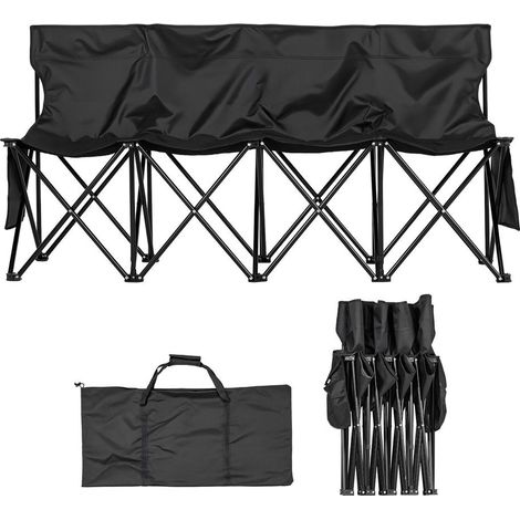 Football, baseball et plein air : banc pliant 4 places avec dossier, poches de rangement et sac de transport (1/5)