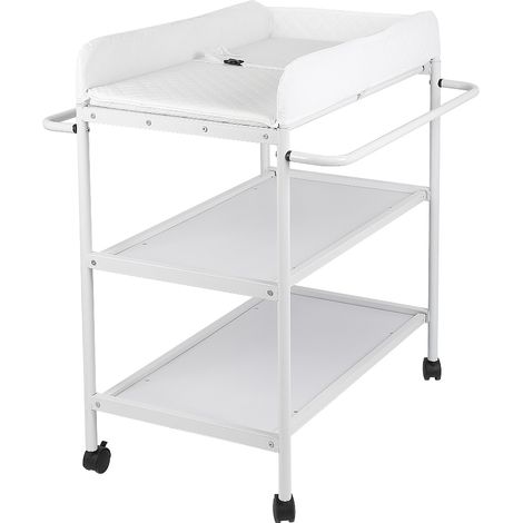Mobiler Wickeltisch Wickelkommode Mit Badewanne Klappbar Wickelauflage Ablagefächer Rolle weiß (1/5)