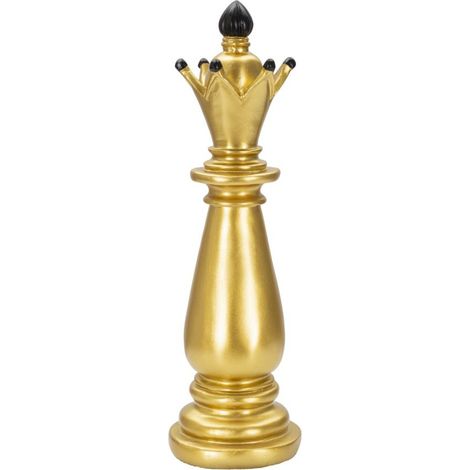 Scultura Alfiere degli scacchi in resina oro e nero