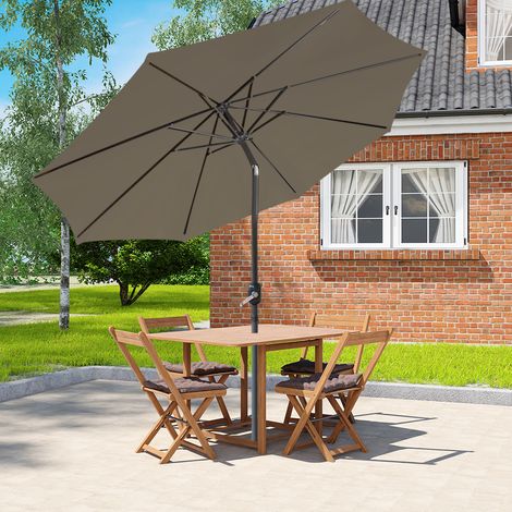 Greenbay Round Garden Parasol Sun Shade Patio Outdoor Umbrella Canopy Crank Tilt Mechanism 3M Brown