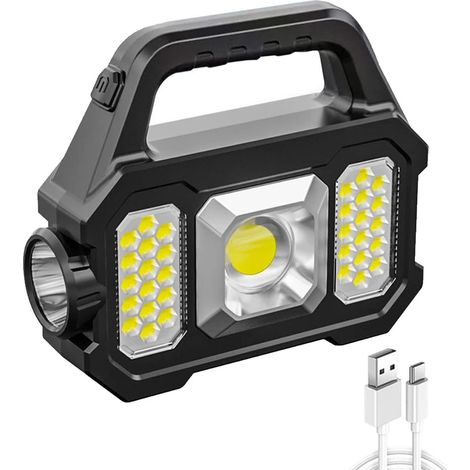 Linterna solar recargable de 500 lúmenes con panel COB - Linterna LED impermeable de 6 modos para acampar al aire libre (1/5)