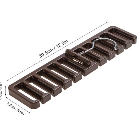 Porte-cravates multifonction avec crochet rotatif, support pour ceintures et rangement pour cravates (marron) (1/5)