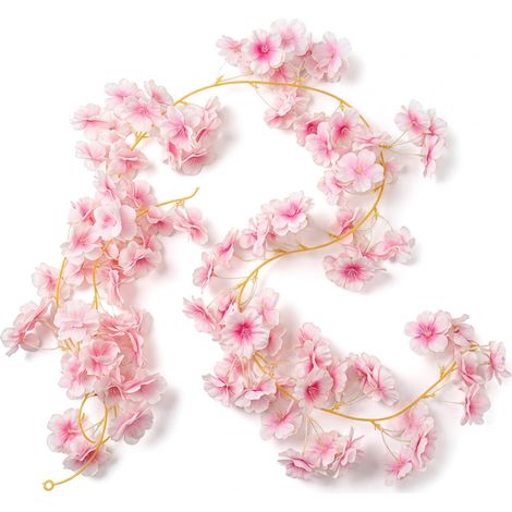 2 Pièces 180cm Guirlandes de Fleurs de Cerisier Artificielles Guirlande Fleur Artificielles Exterieur Deco Guirlande de Fleurs Artificielles pour Decoration Mariage Maison Jardin Fete (1/5)