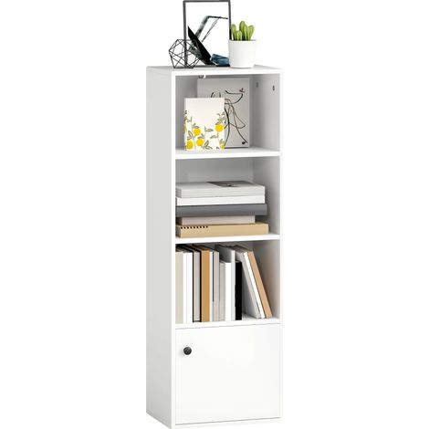 Bibliothèque, Design Moderne, Étagères Ouvertes, BLANC (1/5)