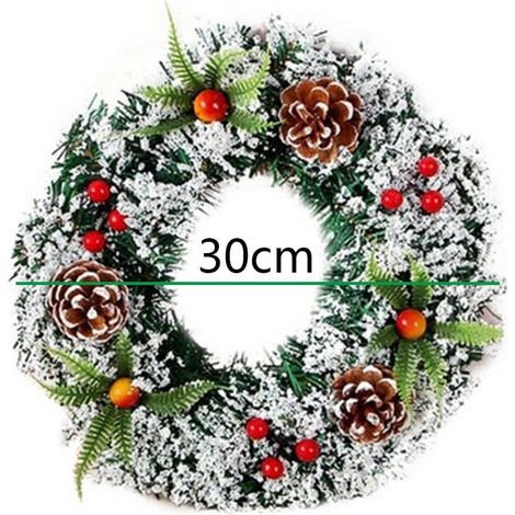 Guirlande De Noël Artificielle - Couronne De Porte En PVC Avec Baies Rouges - Diamètre 40 Cm - Décoration Murale Et Porte - 1 Pièce (1/5)