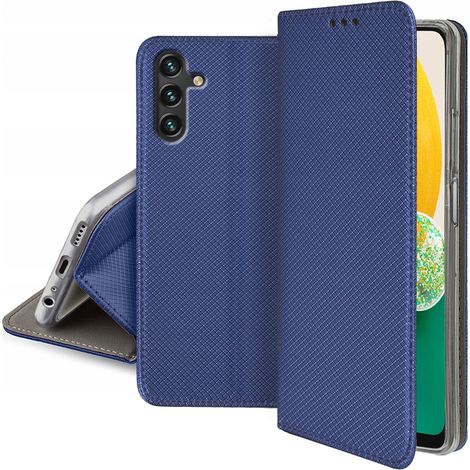 Custodia con patta per Samsung Galaxy A14 5G SMART MAGNET blu navy + VETRO (1/5)