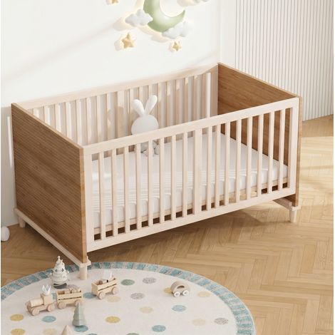 Lit bébé 70x140 réglable 5 hauteurs bois naturel HAVRYA (1/5)