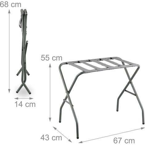Portavaligie pieghevole design moderno hotel facile stoccaggio 55 x 67 x 43 cm in metallo grigio 130016236