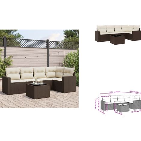 6-tlg. Garten-Sofagarnitur mit Kissen Braun Poly Rattan - Garten Sofagarnitur - Garten Sofagarnituren - Outdoor Sofagarnitur - Sofagarnitur Terrasse (1/3)