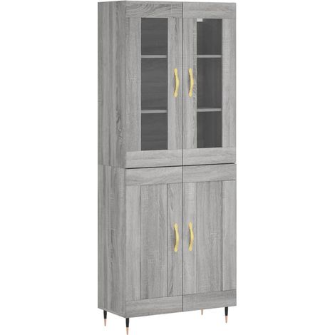 Credenza cassettiera mobile contenitore organizer cucina soggiorno salotto alto sonoma 695 x 34 x 180 cm legno ingegnerizzato grigio 020035495