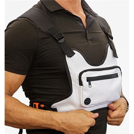 Schwarze Werkzeugtasche, reflektierende Brusttasche
