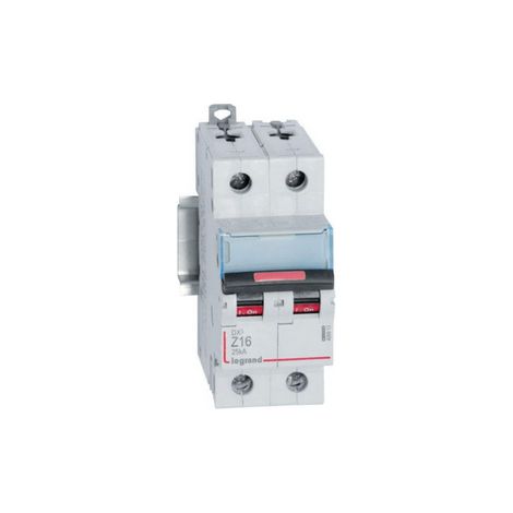 Disjoncteur DX³ 25kA arrivée haute départ bas à vis 2 Pôles 230V à 400V 16A courbe Z 2 modules LEGRAND 409913