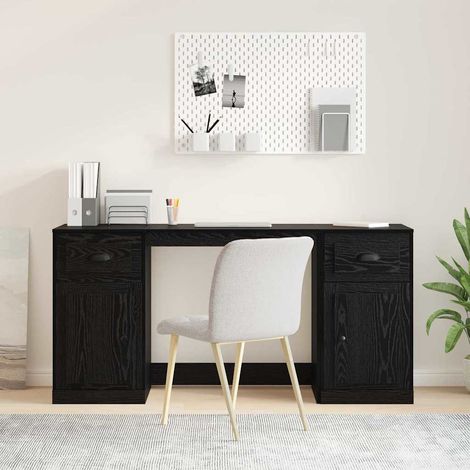 Schreibtisch mit Schrank mit Schubladen Schwarz Eichen-Optik