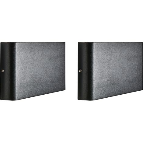 Conjunto de 2 lámparas LED de pared exterior rectangulares iluminación moderna de aluminio negro Arder (1/5)
