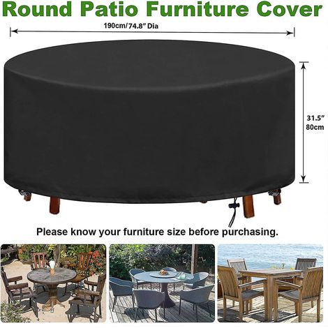Housse de table de jardin ronde imperméable et anti-UV en Oxford robuste. (1/5)