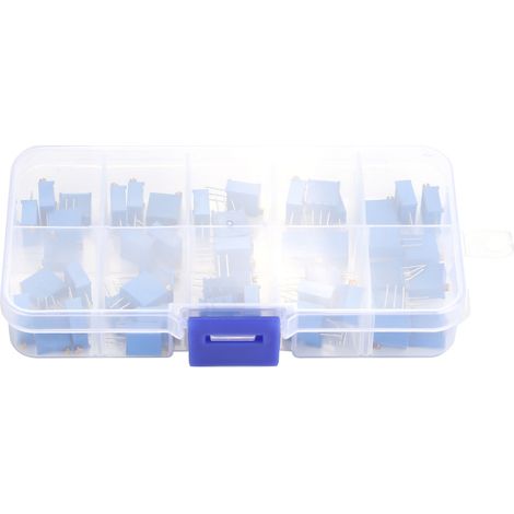 50pcs 3296W Résistance Ajustable Précision 100/200/500/1k/2k/5k/10k/20k/100k/500k Ohm Potentiomètre Trimmer Multitour (1/5)