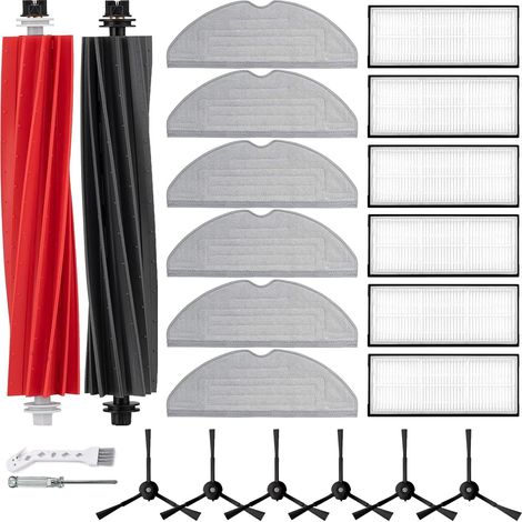Accessoires de Rechange pour Roborock S8 /S8+ /S8 Plus Aspirateur, 2 Brosse Principale en Caoutchouc, 6 Serpillière, 6 Hepa Filtre, 6 Brosse Latérale (1/5)