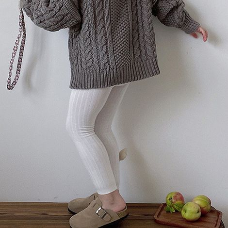 Leggings pour enfants en coton peigné, doux et confortables, sans pieds, pour un usage quotidien, les fêtes et les voyages, blancs, taille S longueur : 48 cm convient aux tailles de 85 à 95 cm. (1/5)