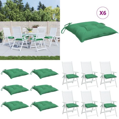 Stuhlkissen 6 Stk. Grün 40x40x7 cm Oxford-Gewebe - Sitzkissen - Gartenkissen - Outdoor-Dekoration - Balkonmöbel - Terrasse - Home & Living