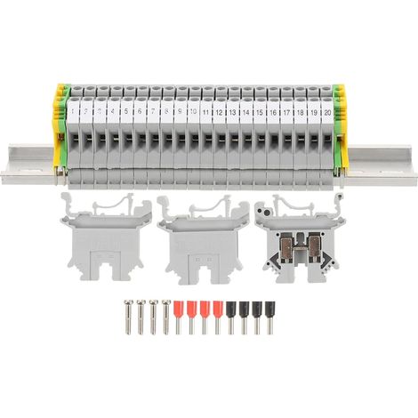 Kit de bornier sur rail DIN (Royaume-Uni) avec bloc terre et support (1/5)