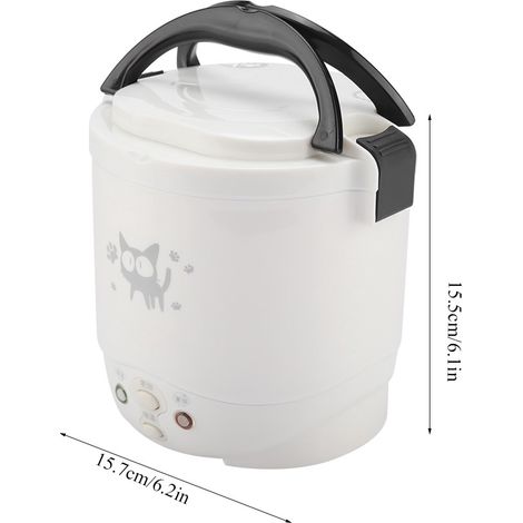 Olla arrocera y vaporera eléctrica portátil multifuncional de 12 V y 100 W con capacidad de 1 L para uso en el coche y en el hogar (ABS/PP/Acero inoxidable, Blanco/Verde/Rosa) (1/5)