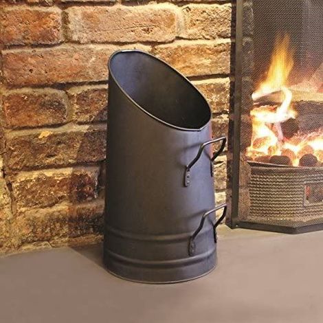 Coal Scuttle Hod Coke Wood Bucket Large Tall Black Vintage Style Kindling Bucket Metal (1/3)