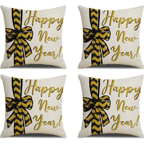 Bonne année Housses de coussin décoratives pour le Nouvel An et les fêtes d'hiver, parfaites pour décorer votre canapé ou votre fauteuil (1/5)